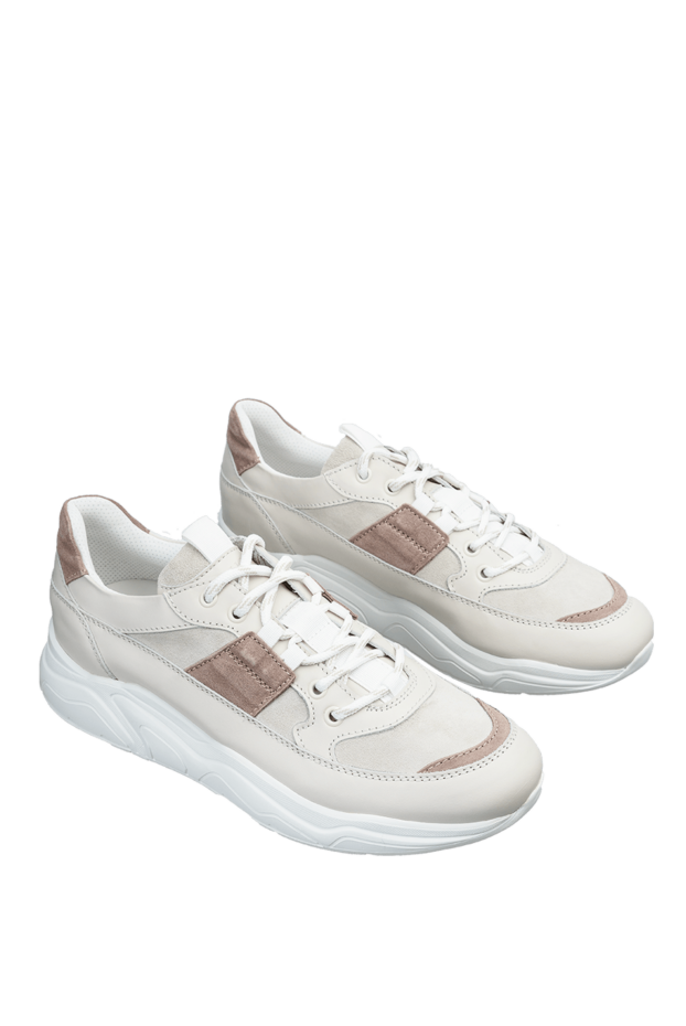 Doucal`s women's beige leather sneakers with brown inserts 159021 - photo 3