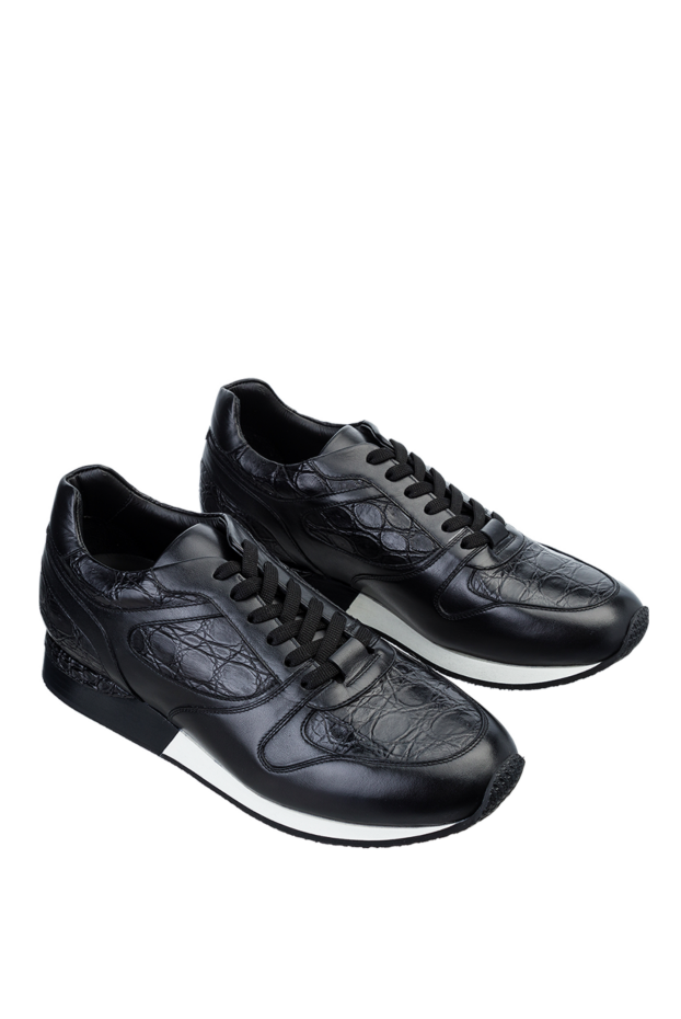 Bontoni crocodile leather sneakers black men's black 159036 - photo 3