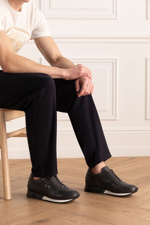 Bontoni men's sneakers made of genuine crocodile leather with combined panels 159038 - photo 2