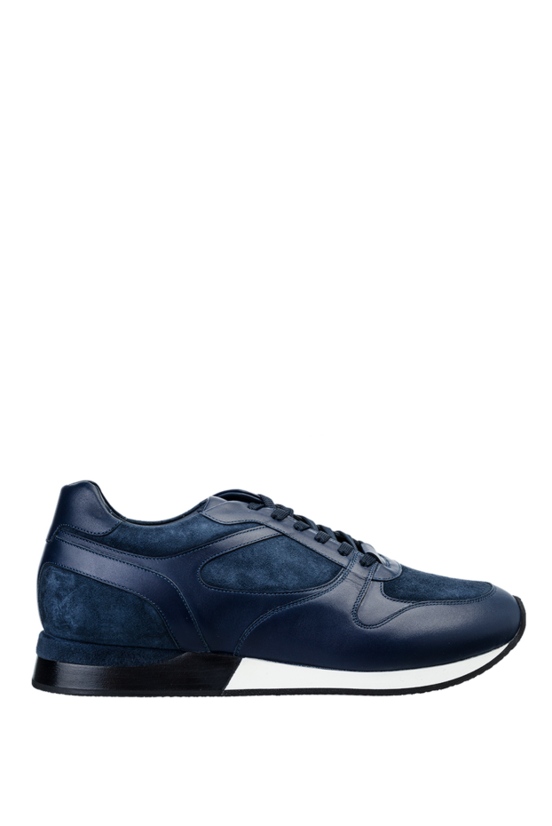 Bontoni blue sneakers with a combined leather and suede upper 159043 - photo 1