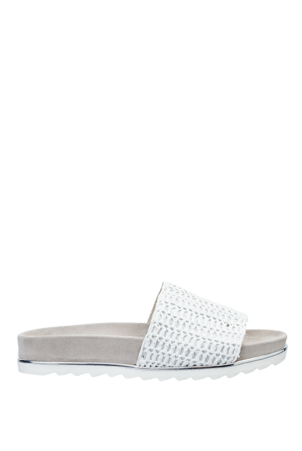 Panicale women's leather slippers with a woven upper, white 159063 - photo 1
