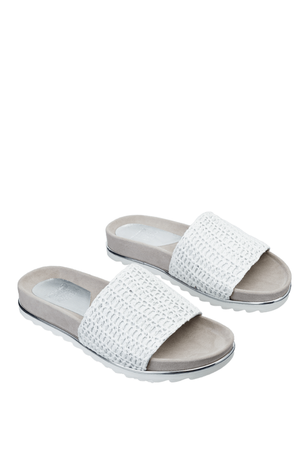 Panicale women's leather slippers with a woven upper, white 159063 - photo 3