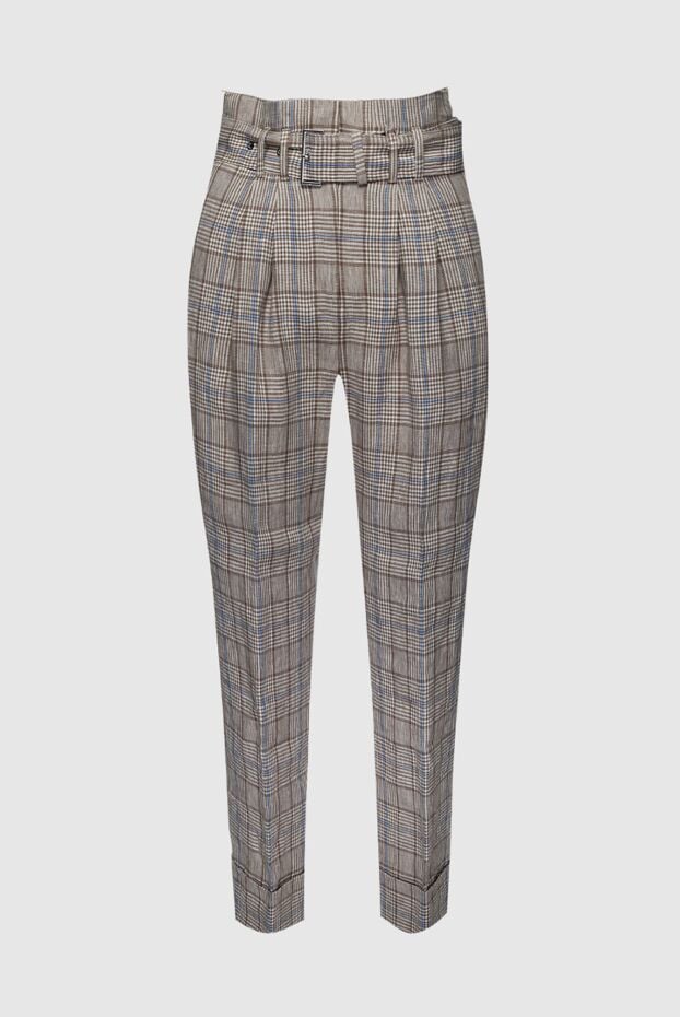 Peserico women's high waist plaid linen skinny trousers 159073 - photo 1