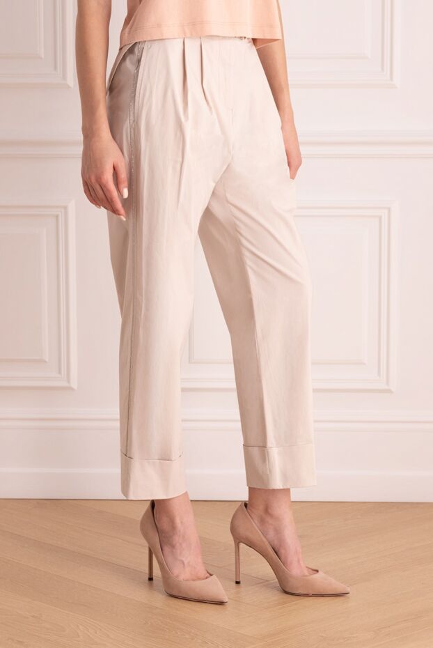 Peserico women's pale pink pants with a belt 159075 - photo 3