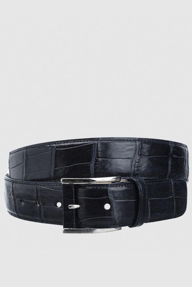 Tardini black-blue textured crocodile leather belt for men 159103 - photo 1