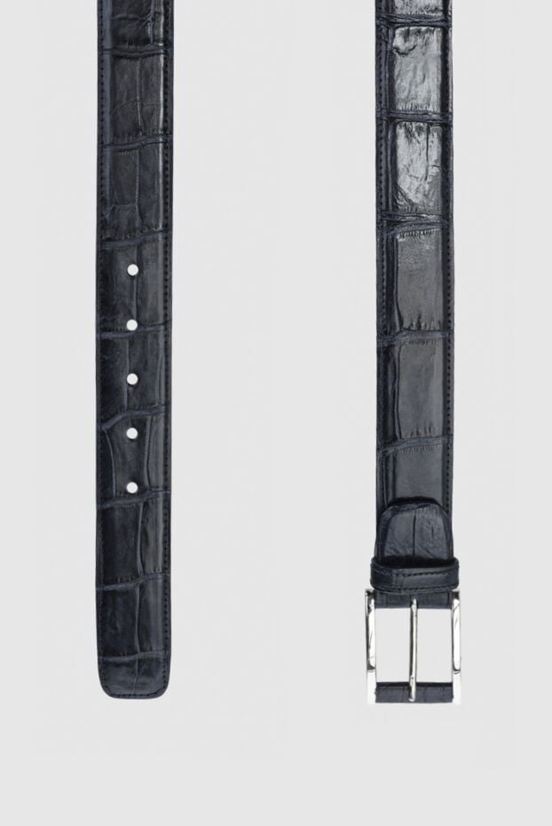 Tardini black-blue textured crocodile leather belt for men 159103 - photo 3