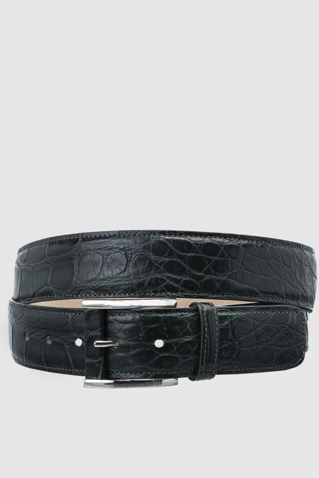 Tardini deep green crocodile leather belt with silver buckle 159104 - photo 1