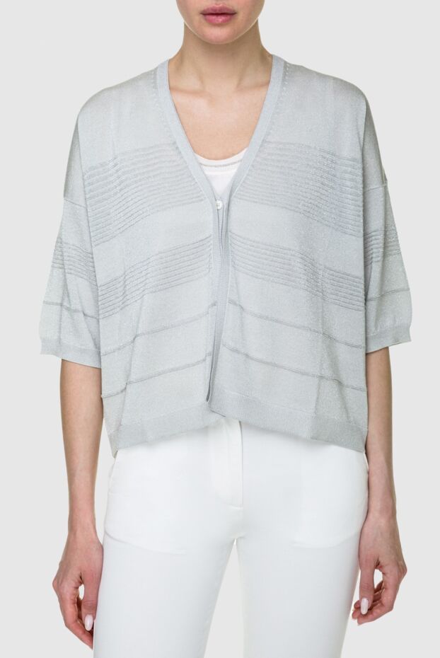 Tonet gray women's cardigan, cropped cut, made of thin knitwear with a soft shimmer. 159109 - photo 3
