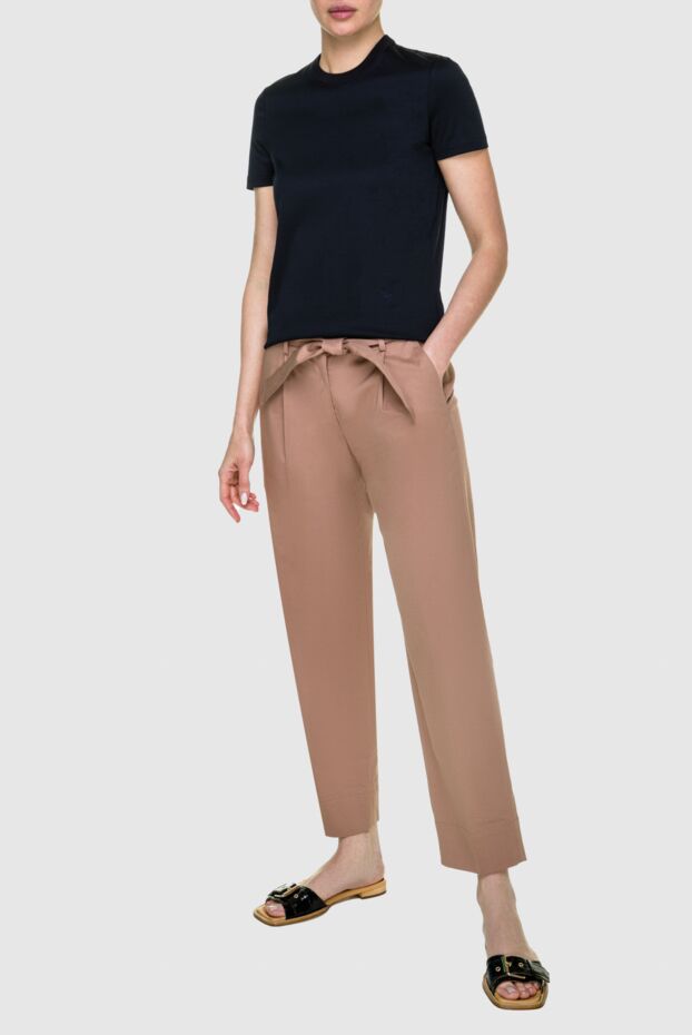 Tonet trousers with a tie belt and pleats at the waist, women's brown 159114 - photo 2