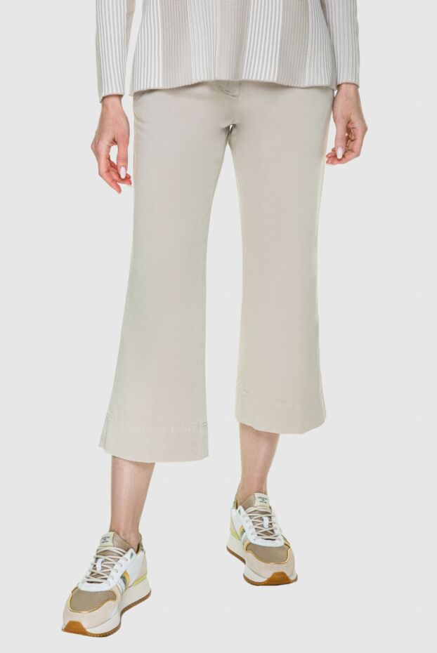 Tonet women's beige cropped flared cotton pants 159120 - photo 3