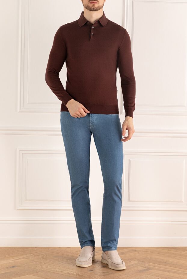 Dalmine burgundy knit polo shirt with long sleeves and a neat turn-down collar (markdown) 195773 - photo 2