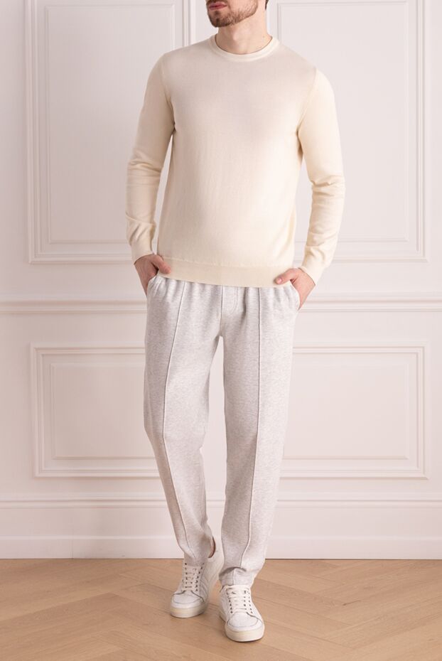 Dalmine basic milky beige cotton jumper for men 159169 - photo 2