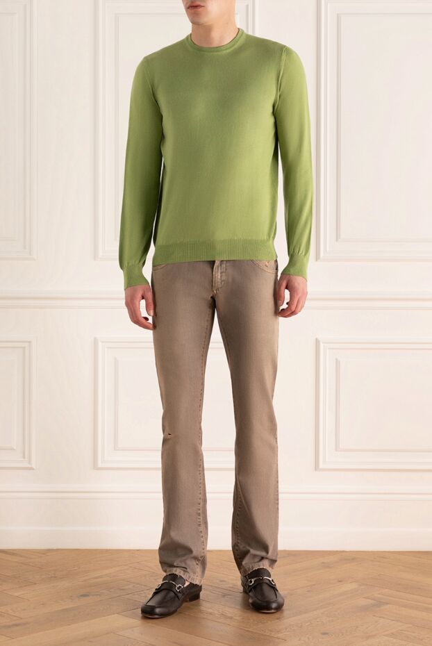 Dalmine green cotton jumper with a simple design and a round neckline (markdown) 195791 - photo 2