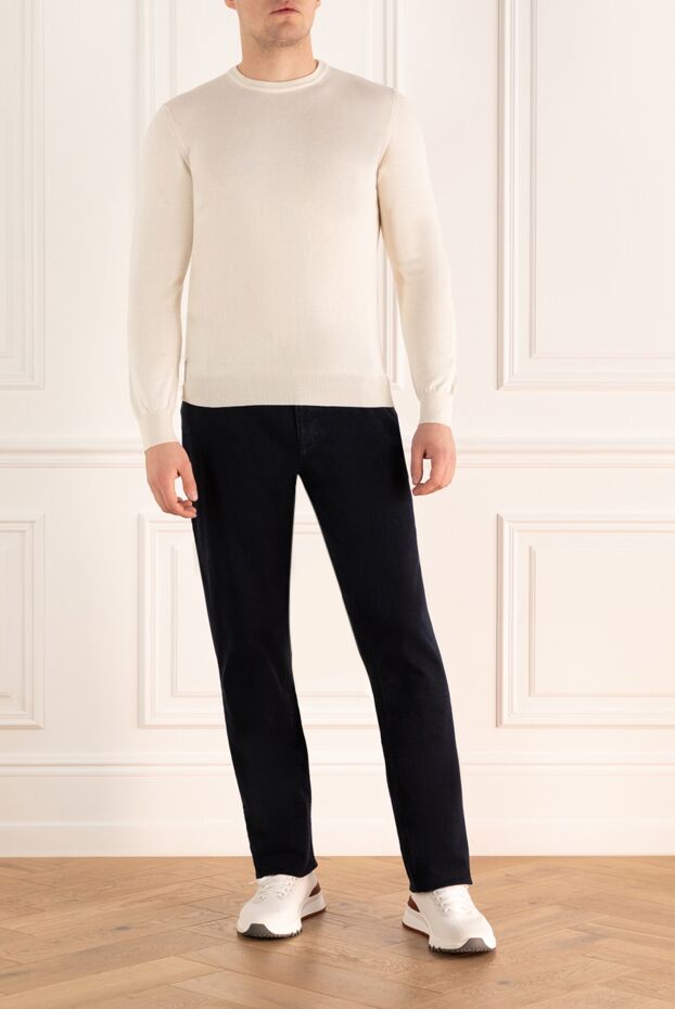 Dalmine basic white cotton jumper for men 159179 - photo 2