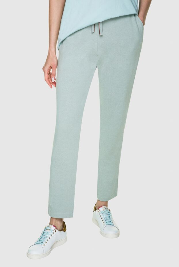 Loro Piana women's cotton pants with drawstring green 159211 - photo 3