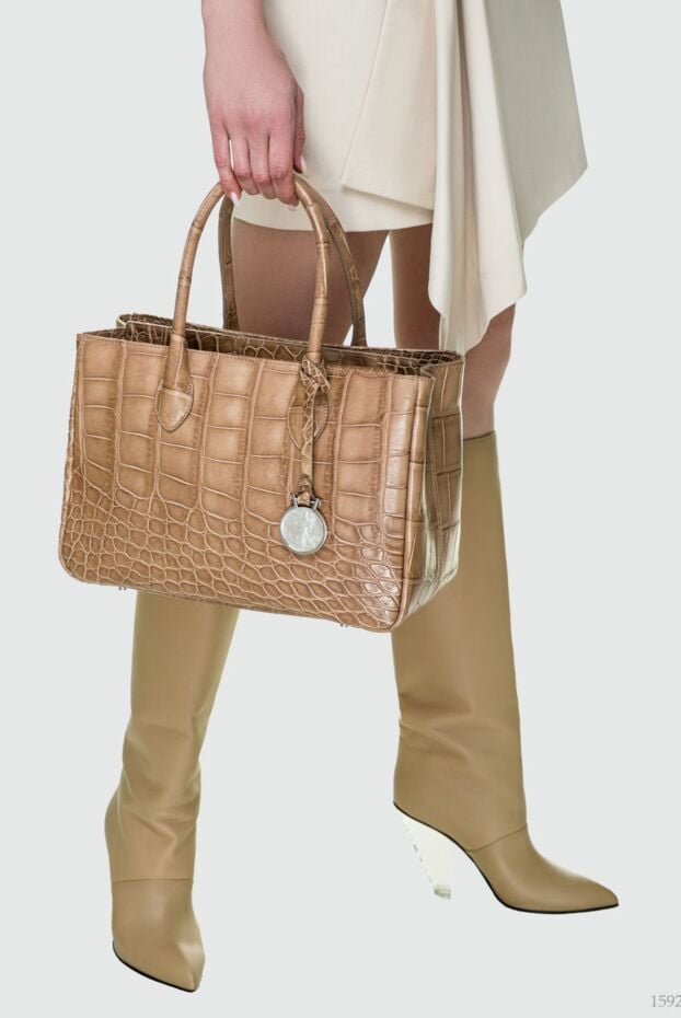 Tardini women's rectangular large brown bag made of textured leather 159240 - photo 3