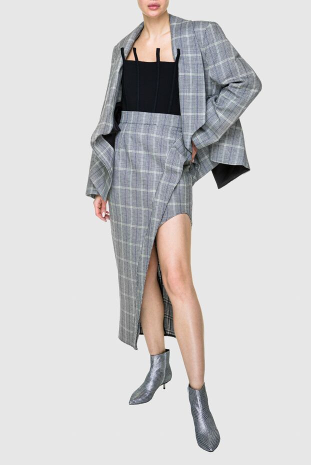 Maticevski gray women's suit with a skirt made of linen and cotton 159275 - photo 3