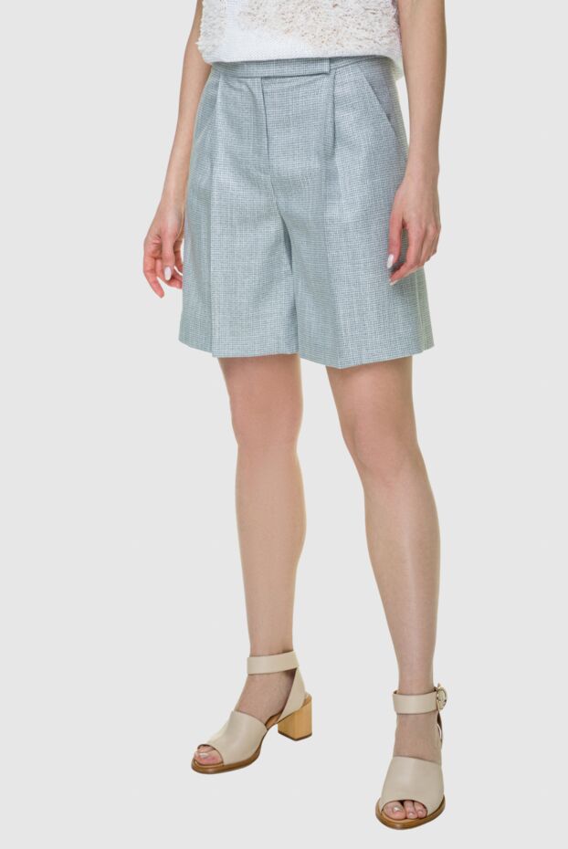 Rocco Ragni women's bermuda shorts with tucks made of lightweight suiting fabric in a light blue shade 159355 - photo 3