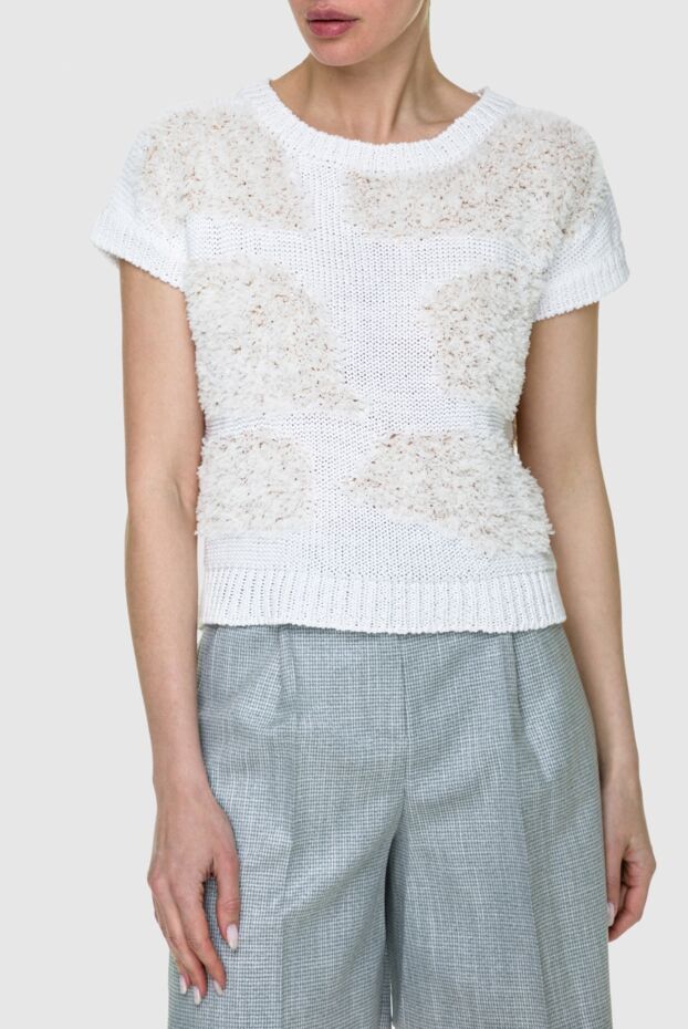 Rocco Ragni white womens jumper with textured inserts 159358 - photo 3