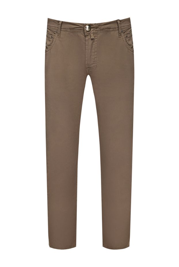 Jacob Cohen men's cotton trousers in taupe with minimal trim 159371 - photo 1