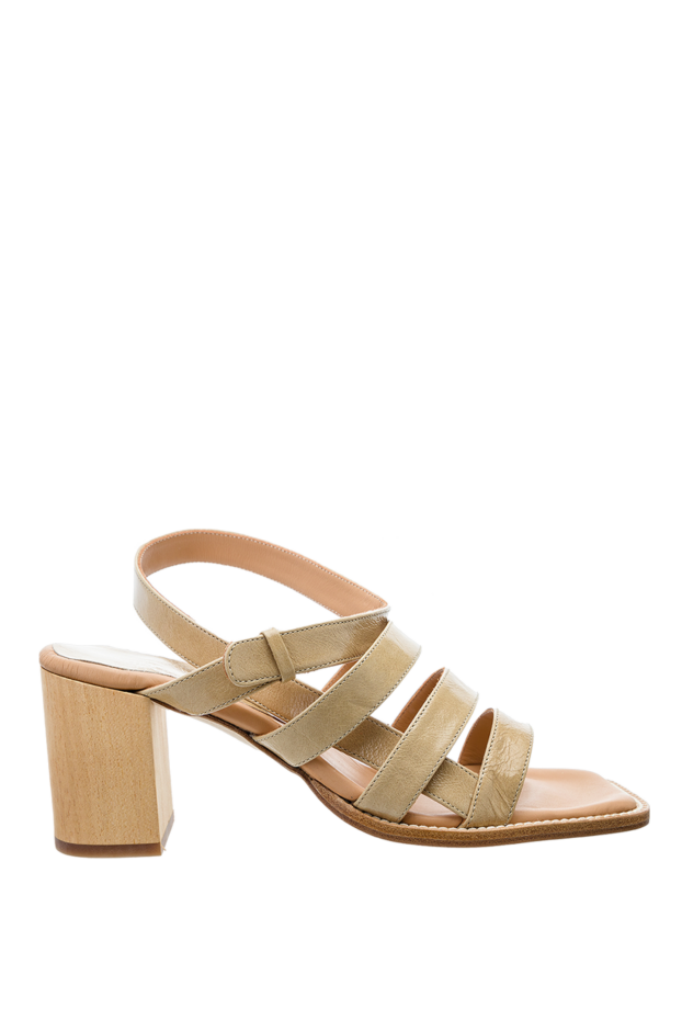 Paloma Barcelo women's beige leather sandals with square toe 159378 - photo 1