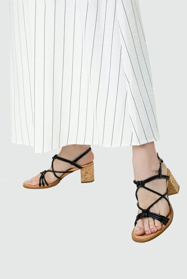 Paloma Barcelo women's black leather sandals with thin straps and knots 159379 - photo 3