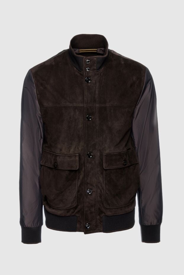 Moorer brown suede and polyamide jacket for men 159389 - photo 1