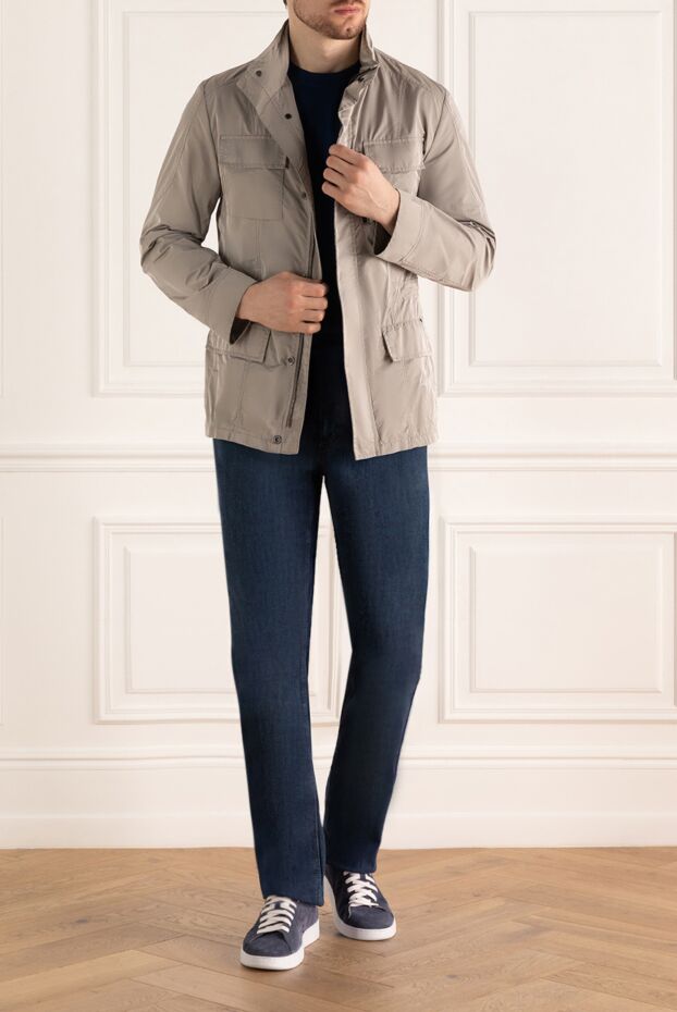 Moorer men's demi-season jacket with pockets and a stand-up collar, gray 159394 - photo 3
