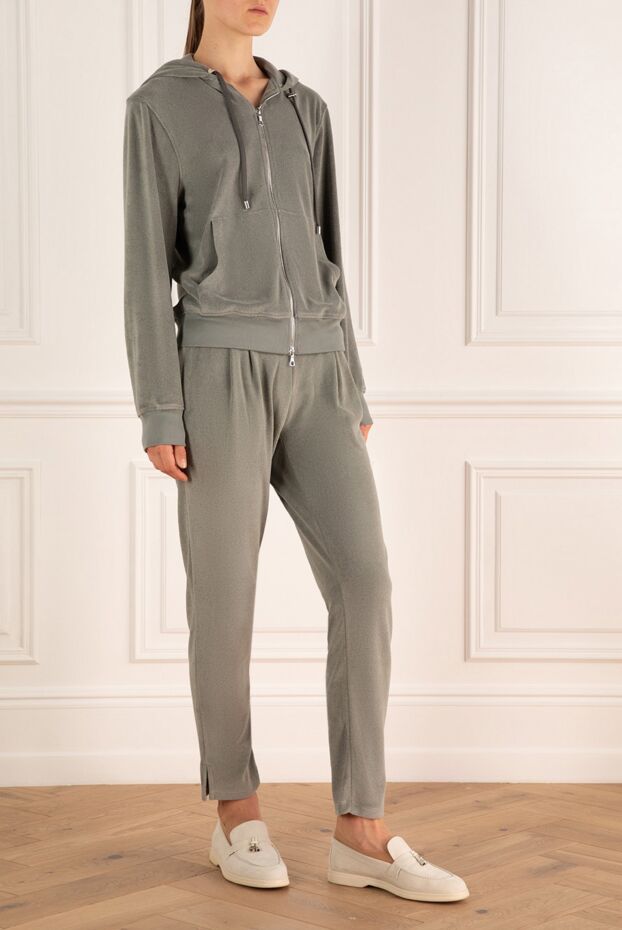 Limitato women's velour suit in grey-green with a hood 159481 - photo 3
