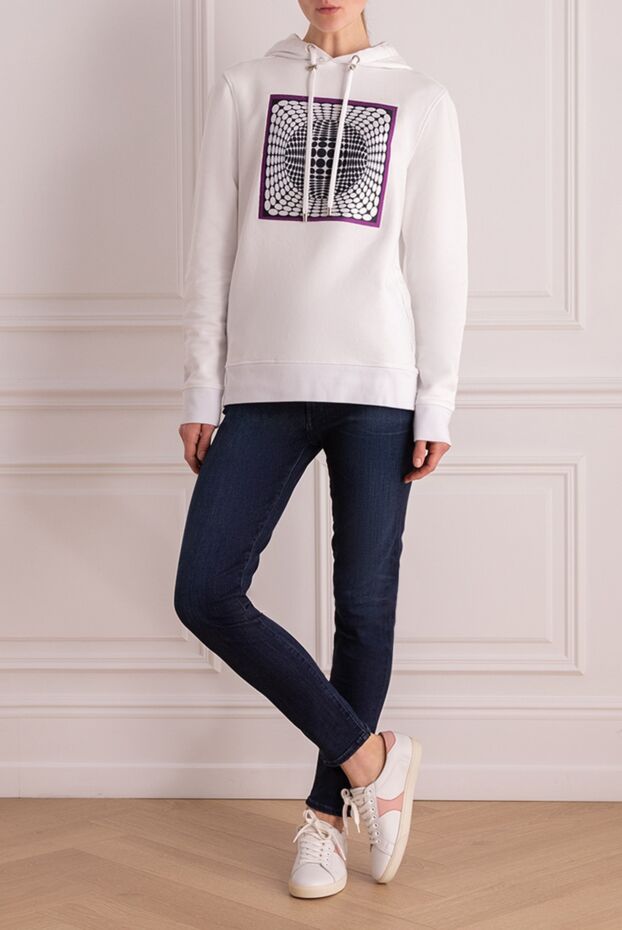 Limitato women's white hoodie with hood and optical print 159483 - photo 2