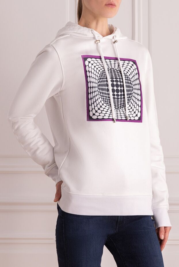 Limitato women's white hoodie with hood and optical print 159483 - photo 3