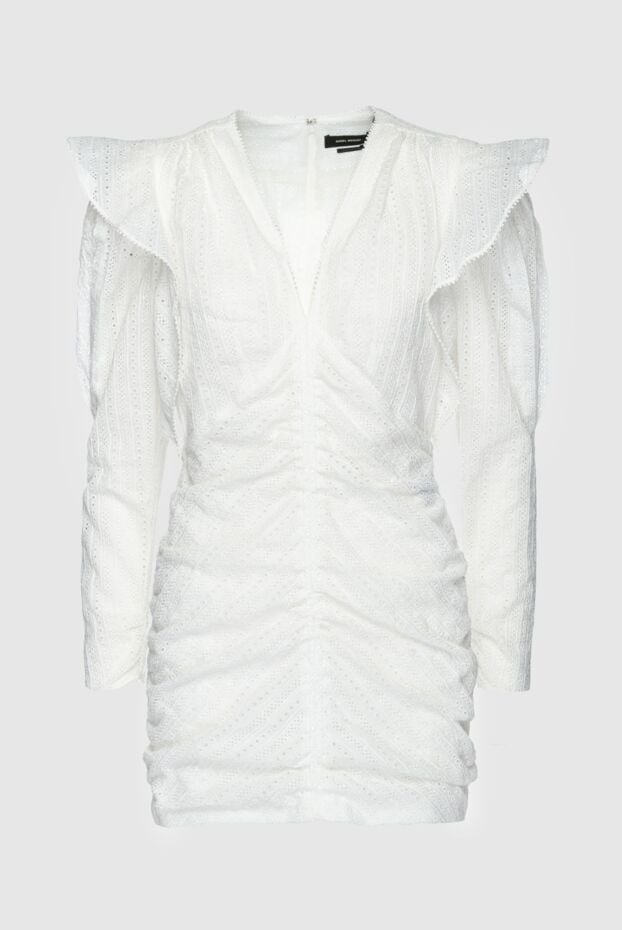Isabel Marant white mini dress with lace pattern made of cotton and textured drapery 159528 - photo 1