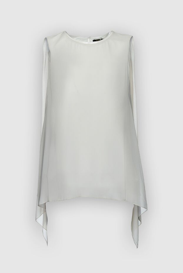 Women's sleeveless blouse with an asymmetric hem white - photo 1