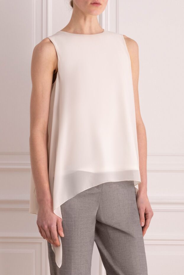 Peserico women's sleeveless blouse with an asymmetric hem white 159611 - photo 3