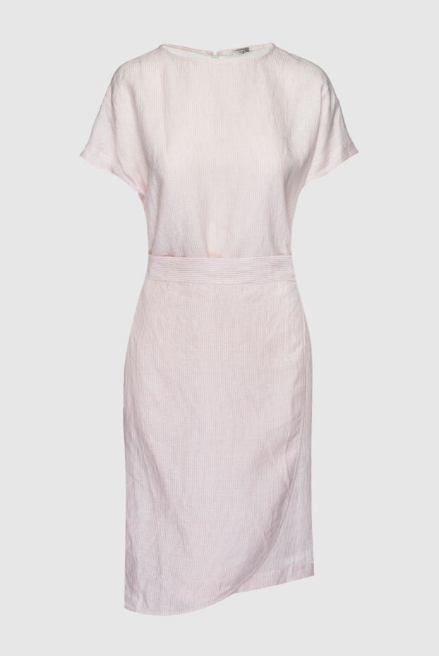Peserico short sleeve striped linen dress with bow belt 159621 - photo 1