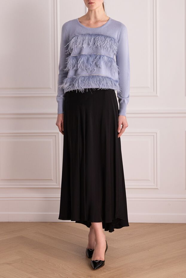 Peserico black long skirt in smooth viscose with elastic fit 159646 - photo 2