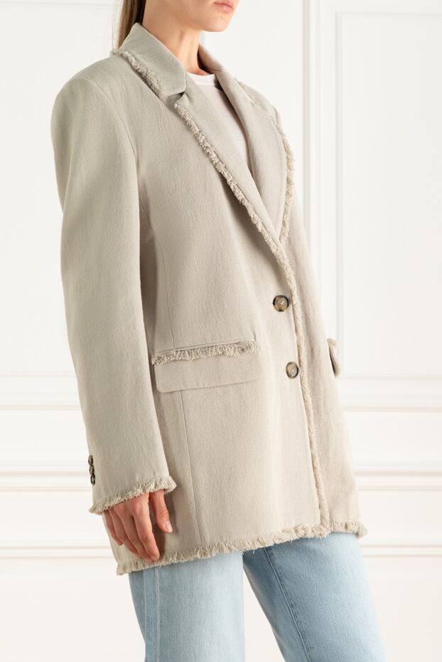 MSGM beige cotton and linen jacket for women 159687 - photo 3