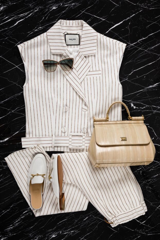 Max&Moi suit with double-breasted waistcoat and straight trousers made of viscose and linen 159709 - photo 2