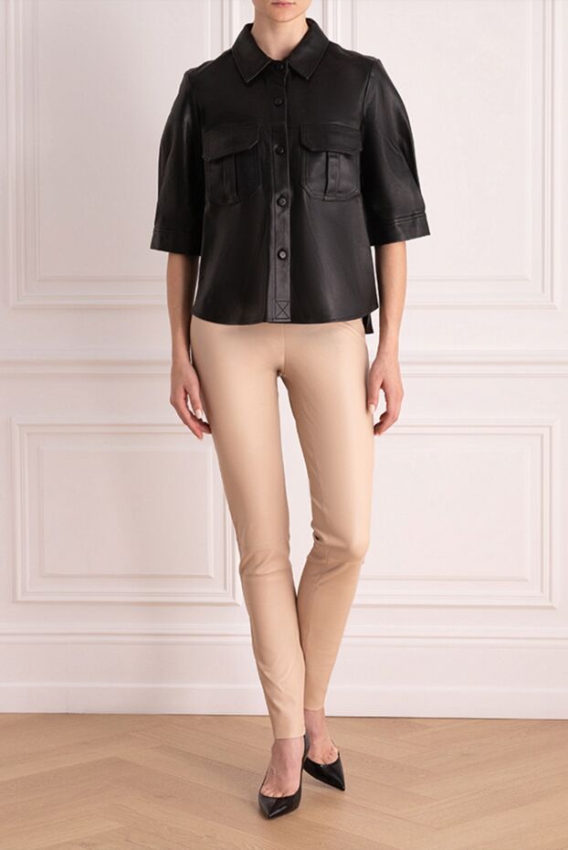 Max&Moi women's leather blouse with short sleeves black 159734 - photo 2