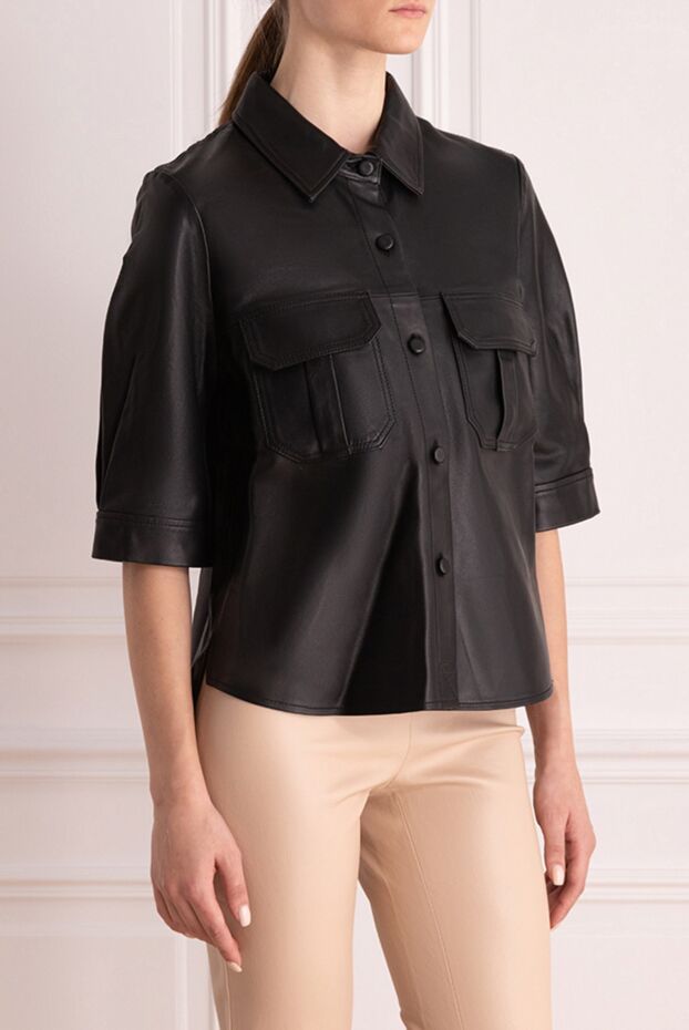 Max&Moi women's leather blouse with short sleeves black 159734 - photo 3