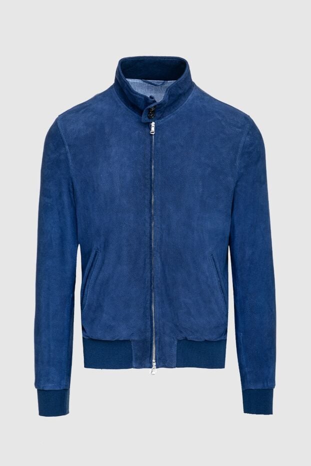 Pellettieri di Parma mens blue textured suede jacket with perforation 159985 - photo 1