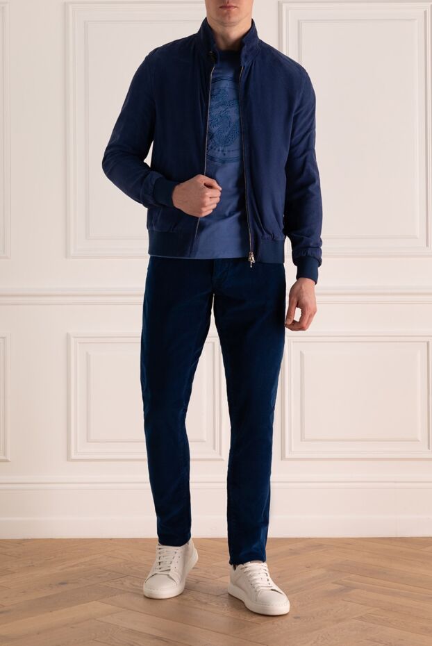 Pellettieri di Parma man blue suede jacket for men buy with prices and photos 159985 - photo 2