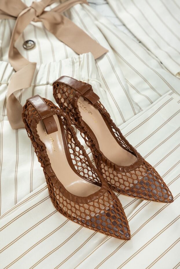 Gianvito Rossi women's brown leather shoes with mesh 160018 - photo 2