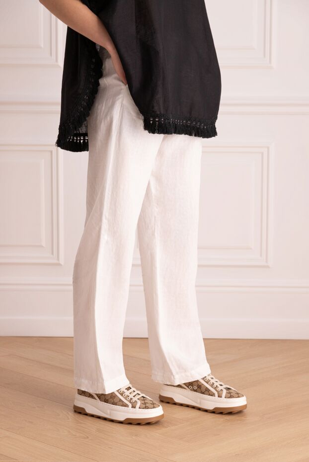 Peserico women's white linen pants with ties 160036 - photo 3