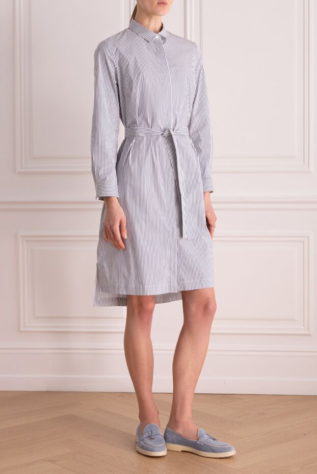 Peserico blue striped shirt dress with belt for women 160054 - photo 3