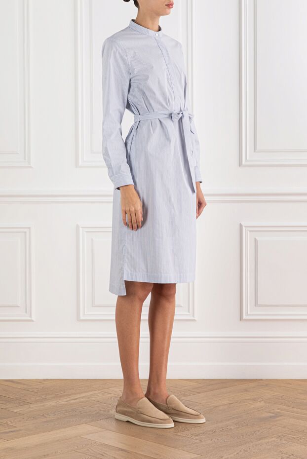 Peserico light blue striped shirt dress with belt for women 160057 - photo 3