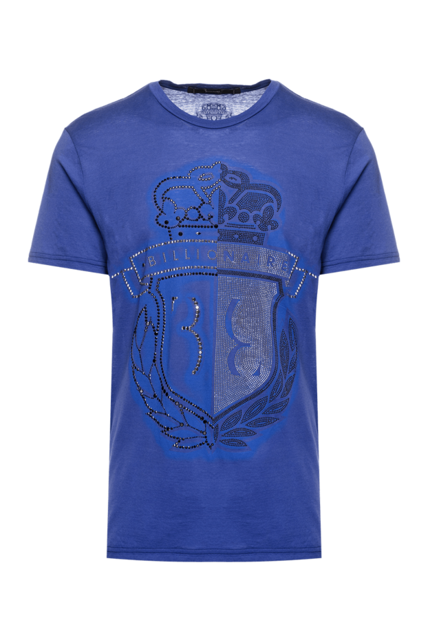 Billionaire blue cotton t-shirt with heraldic emblem and rhinestones (markdown) 195561 - photo 1