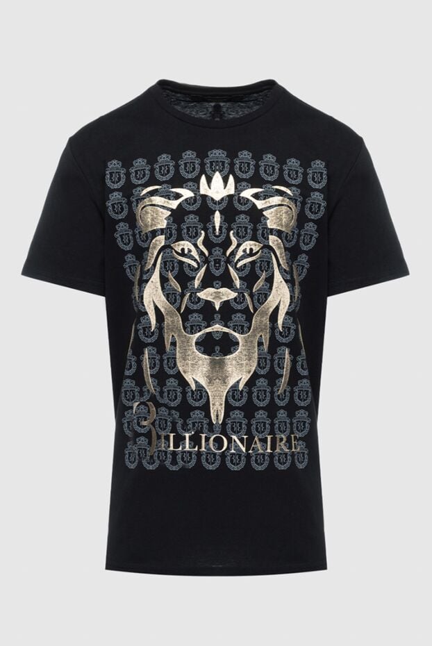 Billionaire black cotton t-shirt with gold lion print (markdown) 195683 - photo 1