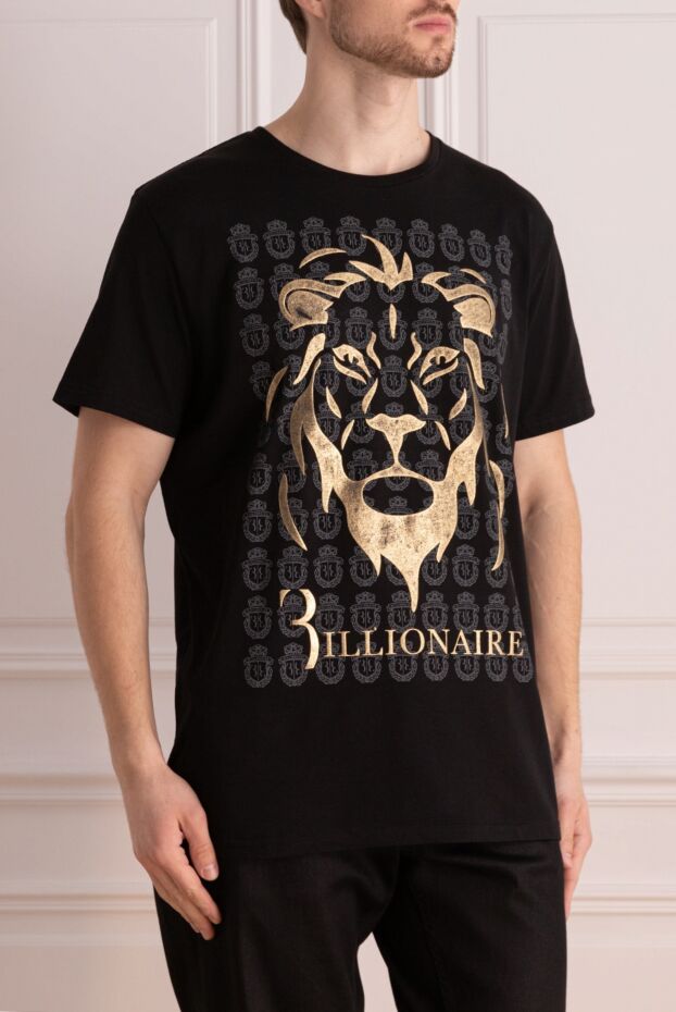 Billionaire black cotton t-shirt with gold lion print (markdown) 195683 - photo 3