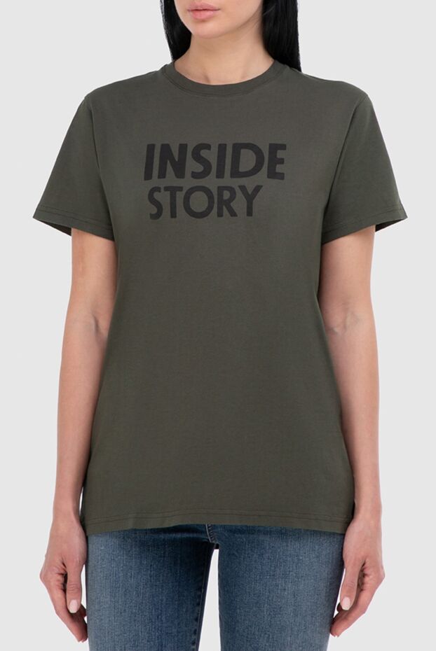 Erika Cavallini khaki cotton t-shirt with contrasting lettering (markdown) 195652 - photo 3